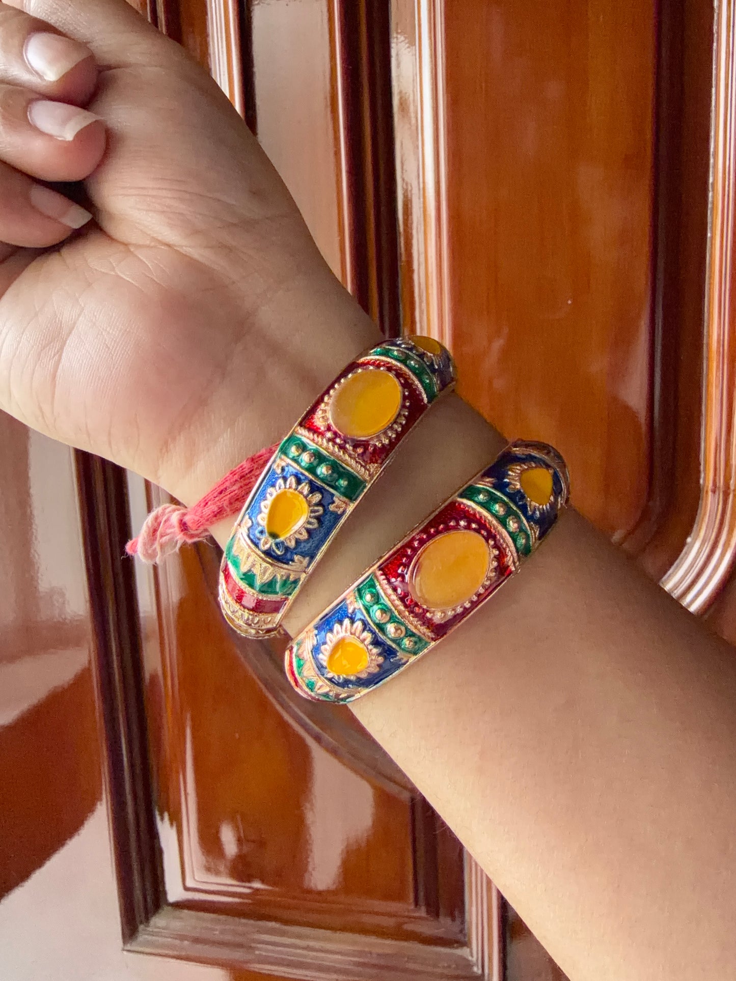 Multicolour meenakari kada set