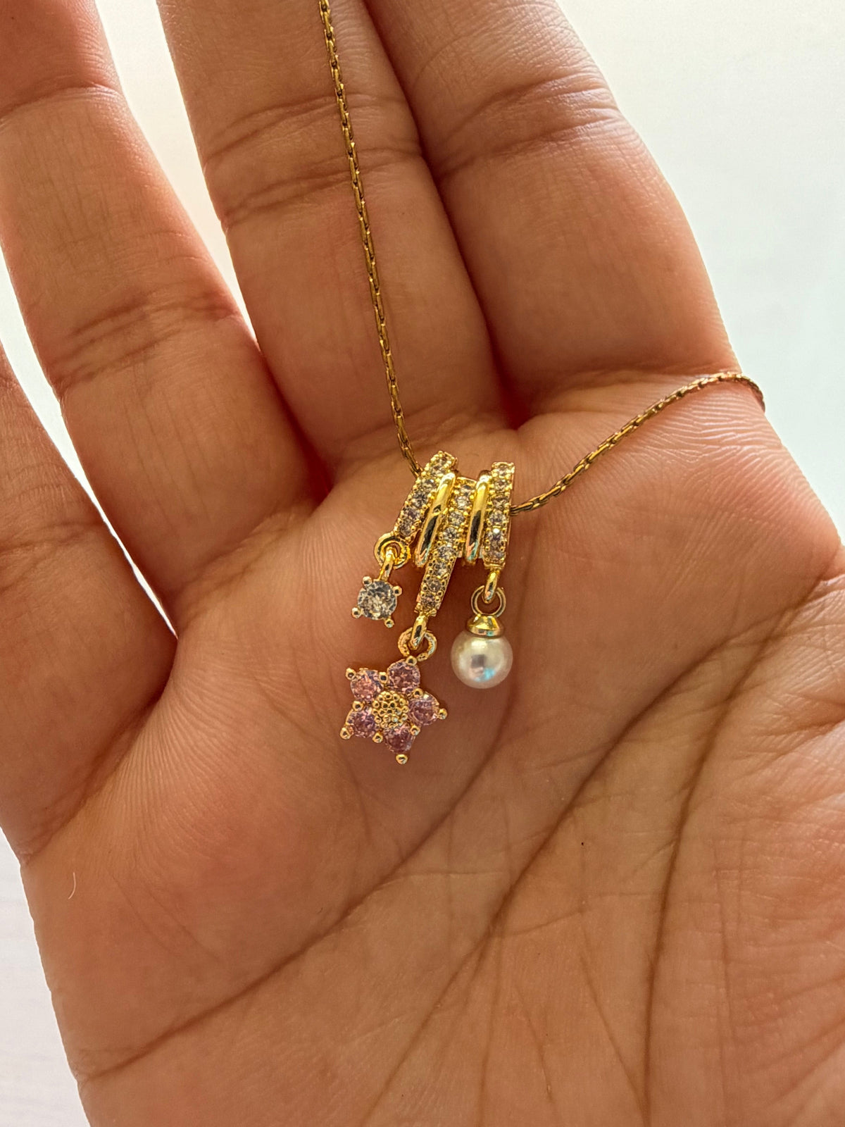 Blush Pearl Charm Necklace