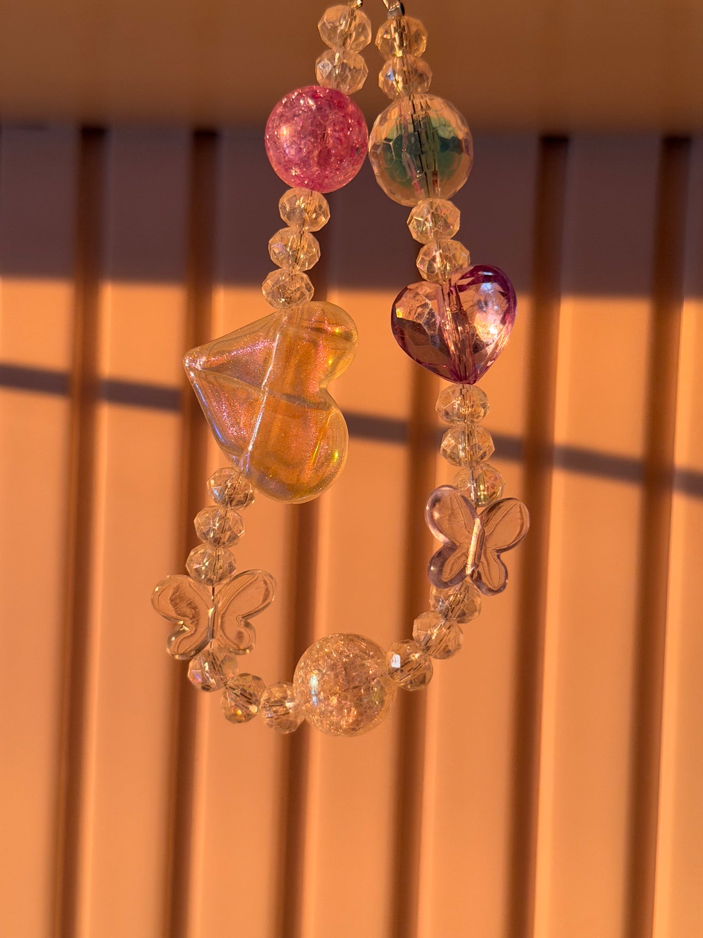 Crystal heart bag/phone charm