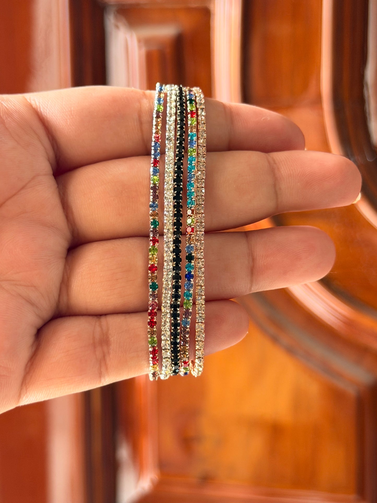 Crystal tennis bracelet stack(Set of 5)