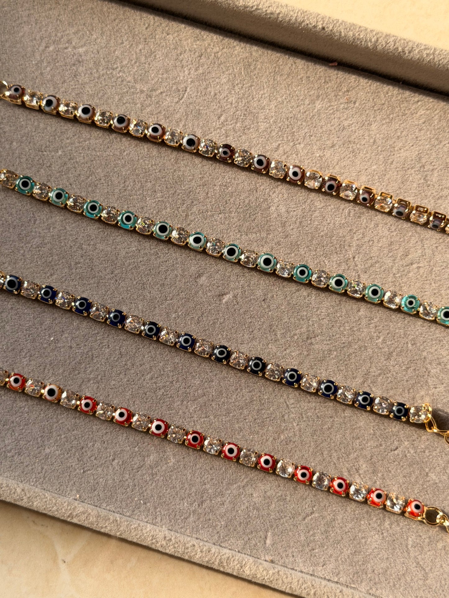 Evil eye tennis bracelet (red)