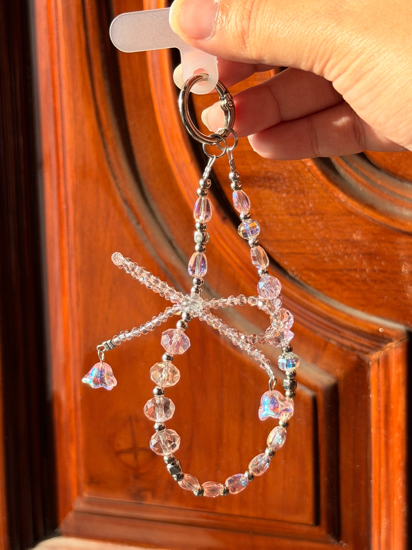 Crystal clear bow phone/bag charm