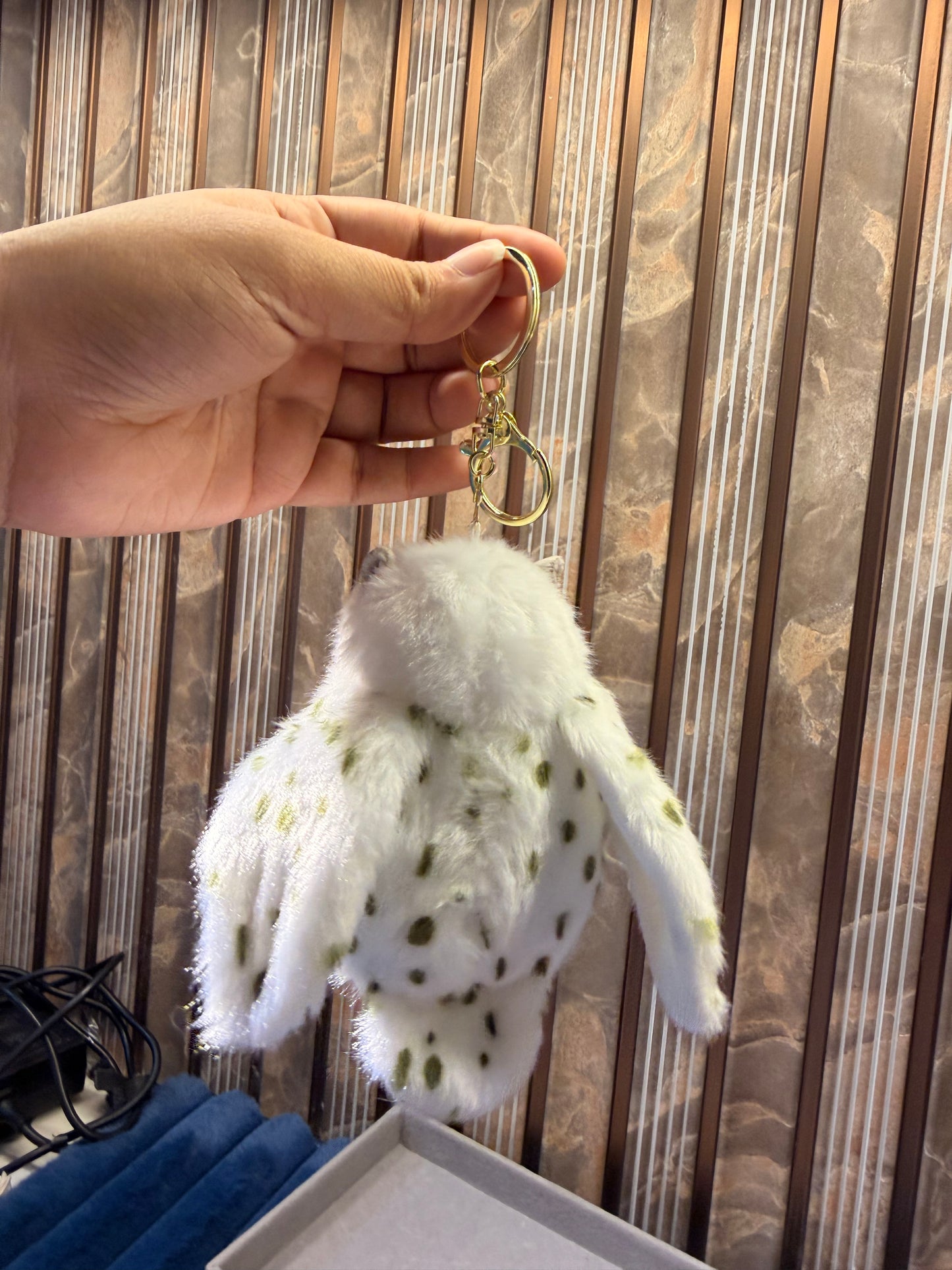 Snowy Wink Owl plushie charm