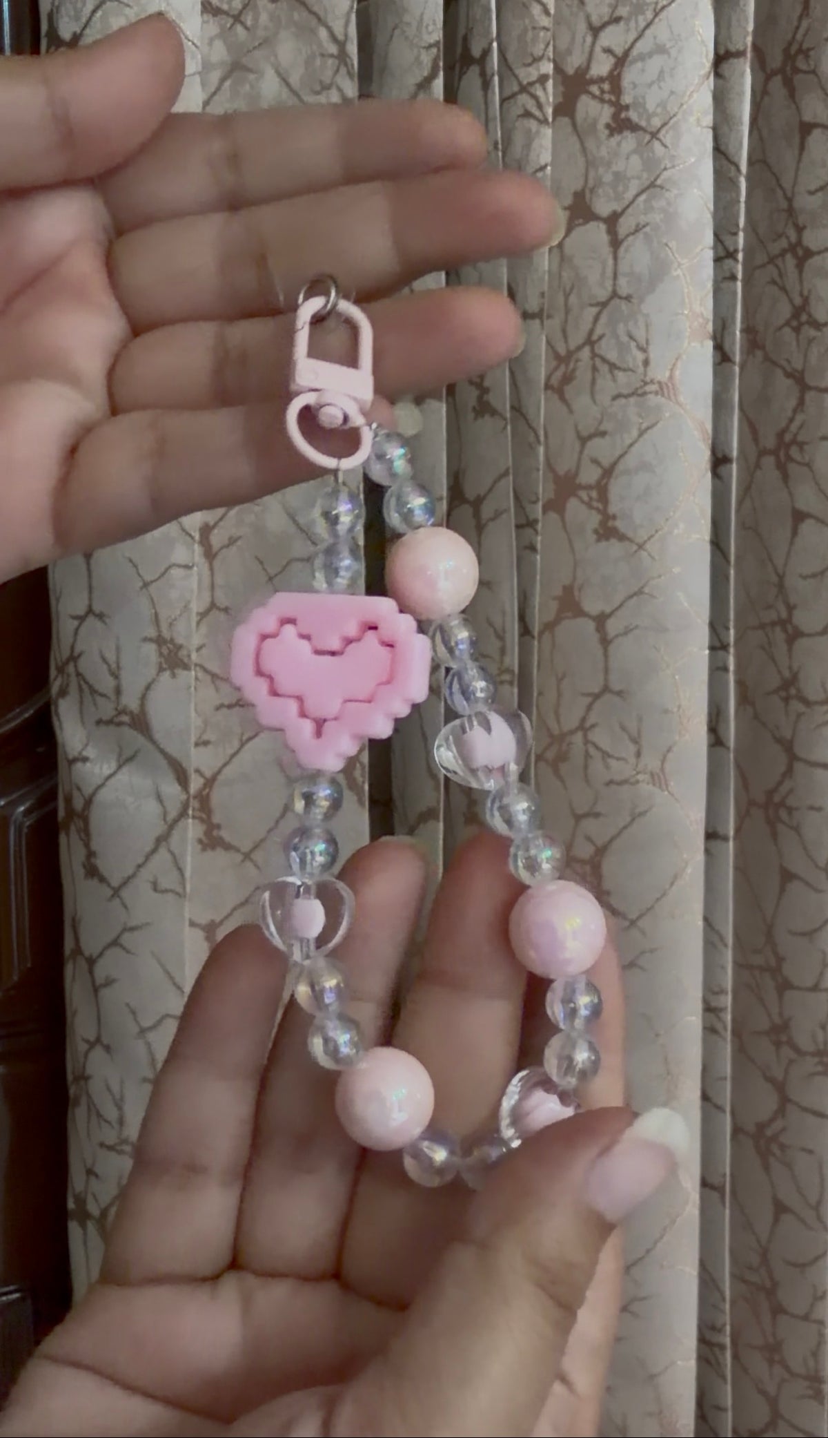 Puzzled blush heart phone/bag charm