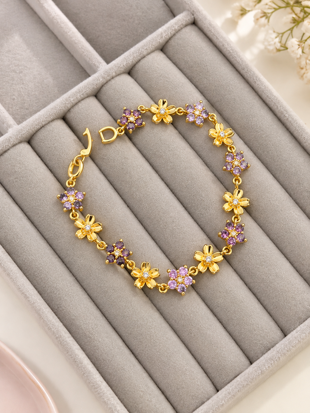 Lavender Bloom Gold Bracelet