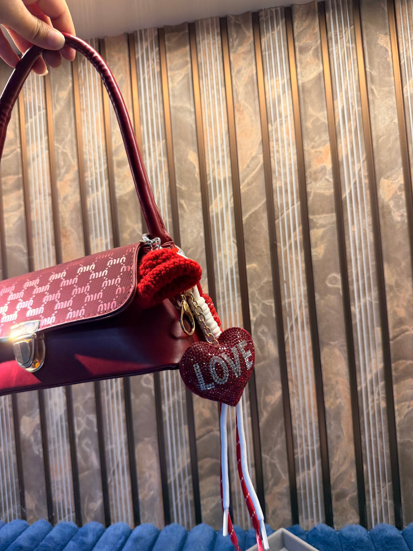 Sparkle Love Heart bag charm