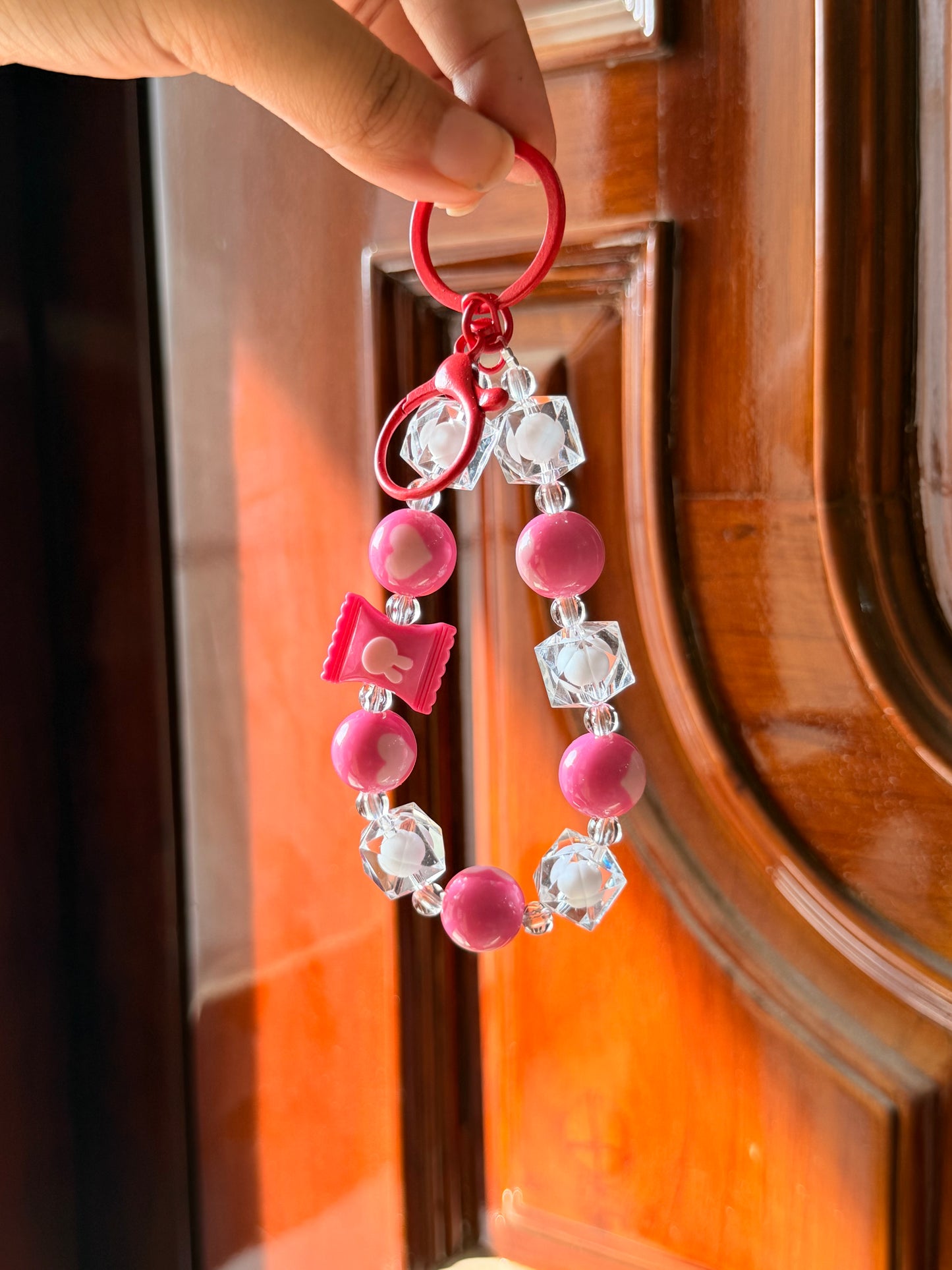 Pink candy Beaded Bag Charm