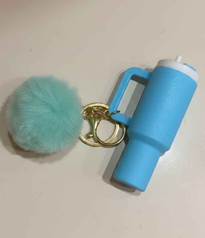 Tumbler keychain with pom pom