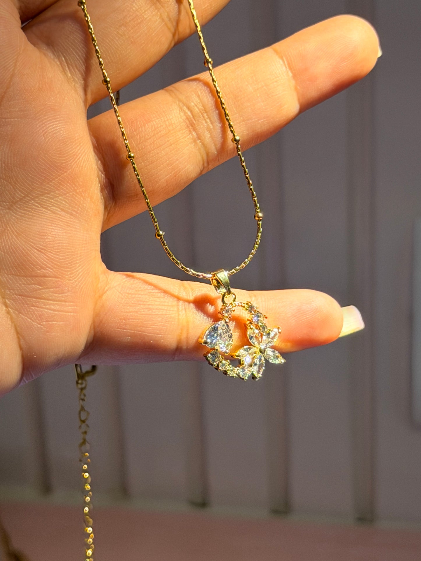 Celestial Bloom Crescent Pendant