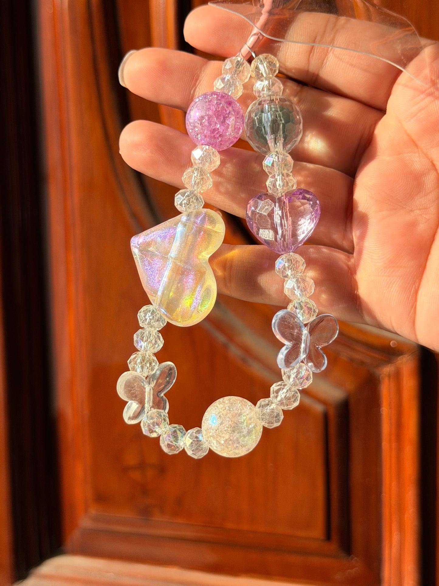 Crystal heart bag/phone charm