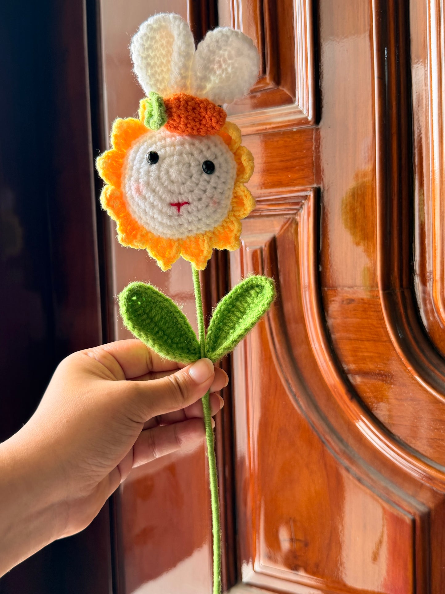 Sunflower crochet stick