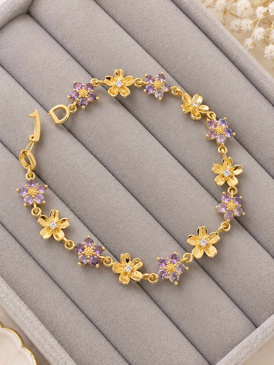 Lavender Bloom Gold Bracelet