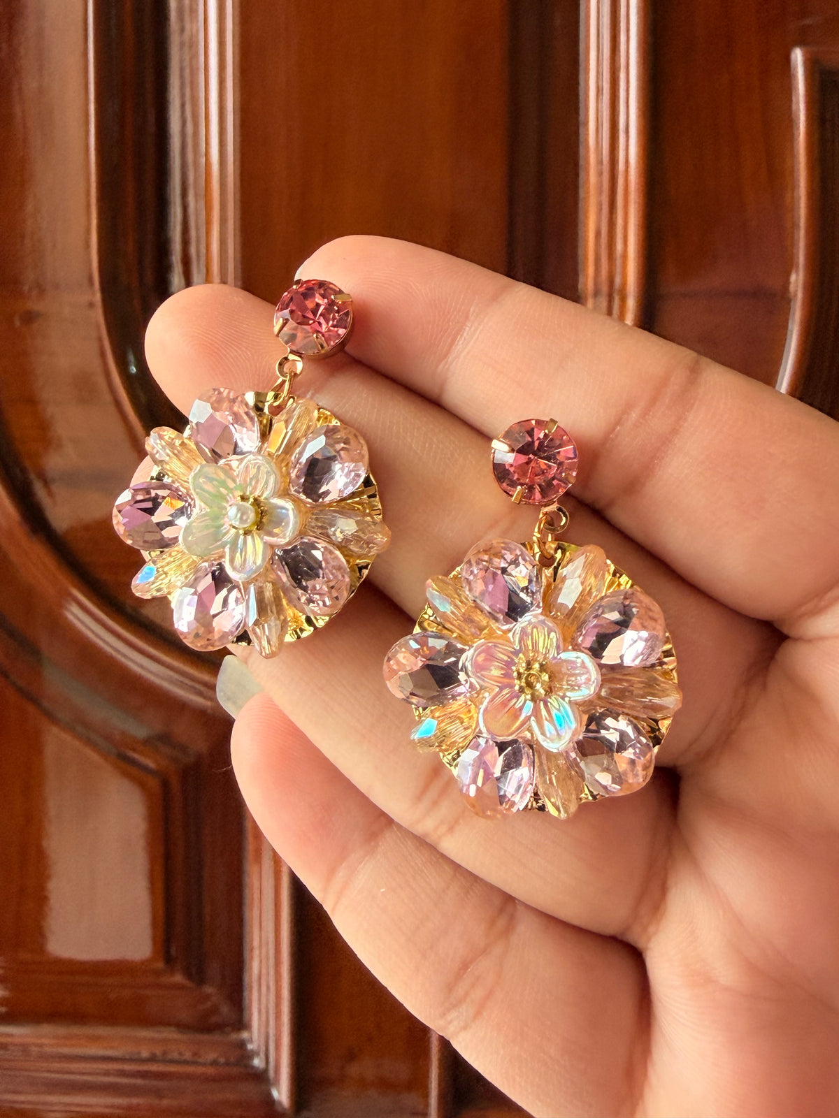 Rosé Bloom Crystal Earrings
