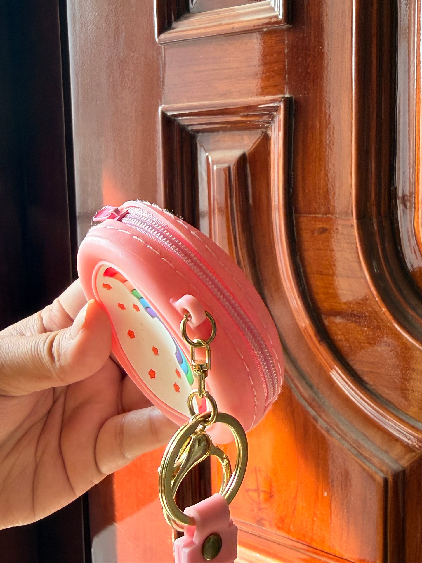 Rainbow Silicone Coin Pouch Keychain