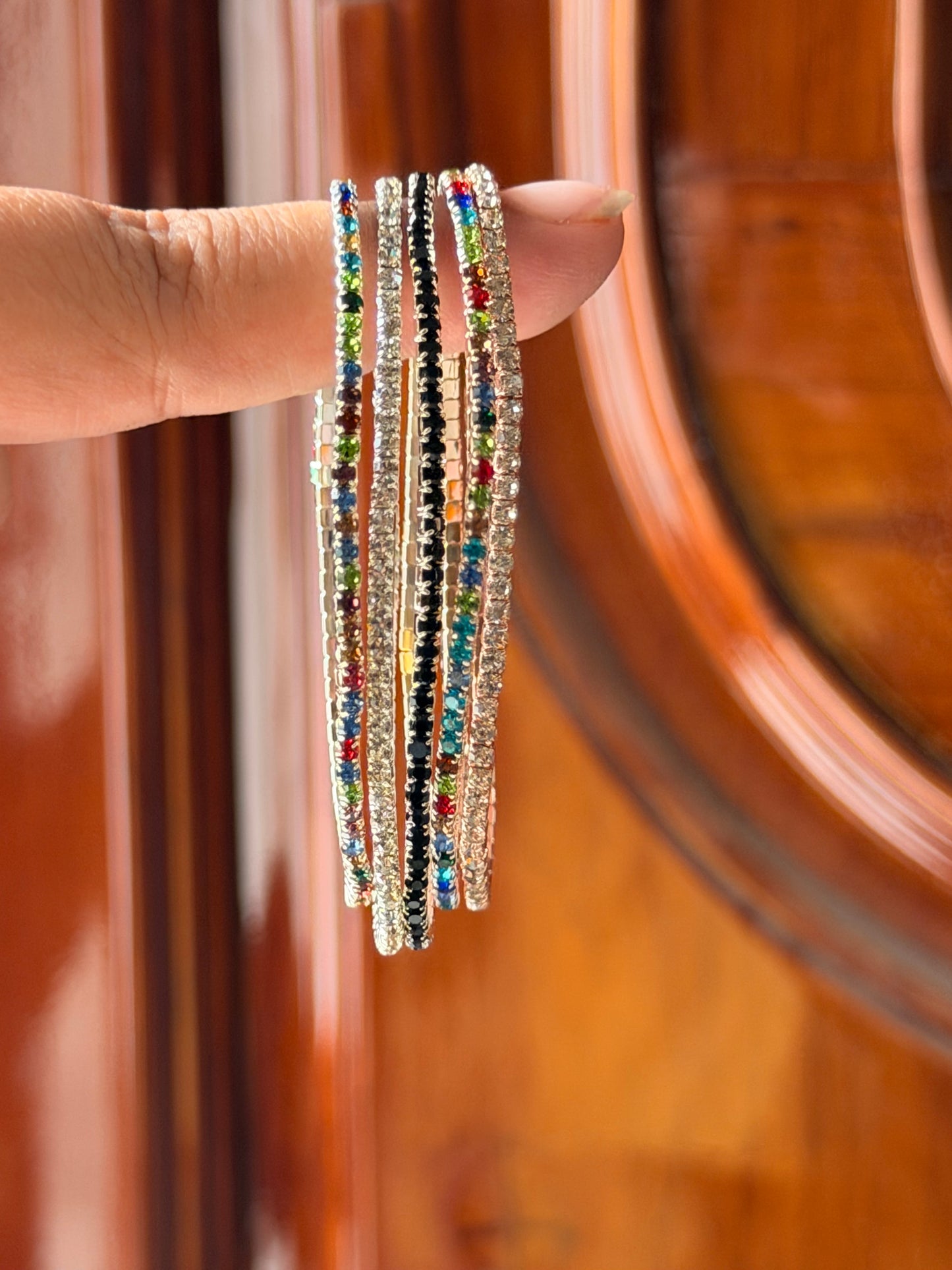Crystal tennis bracelet stack(Set of 5)