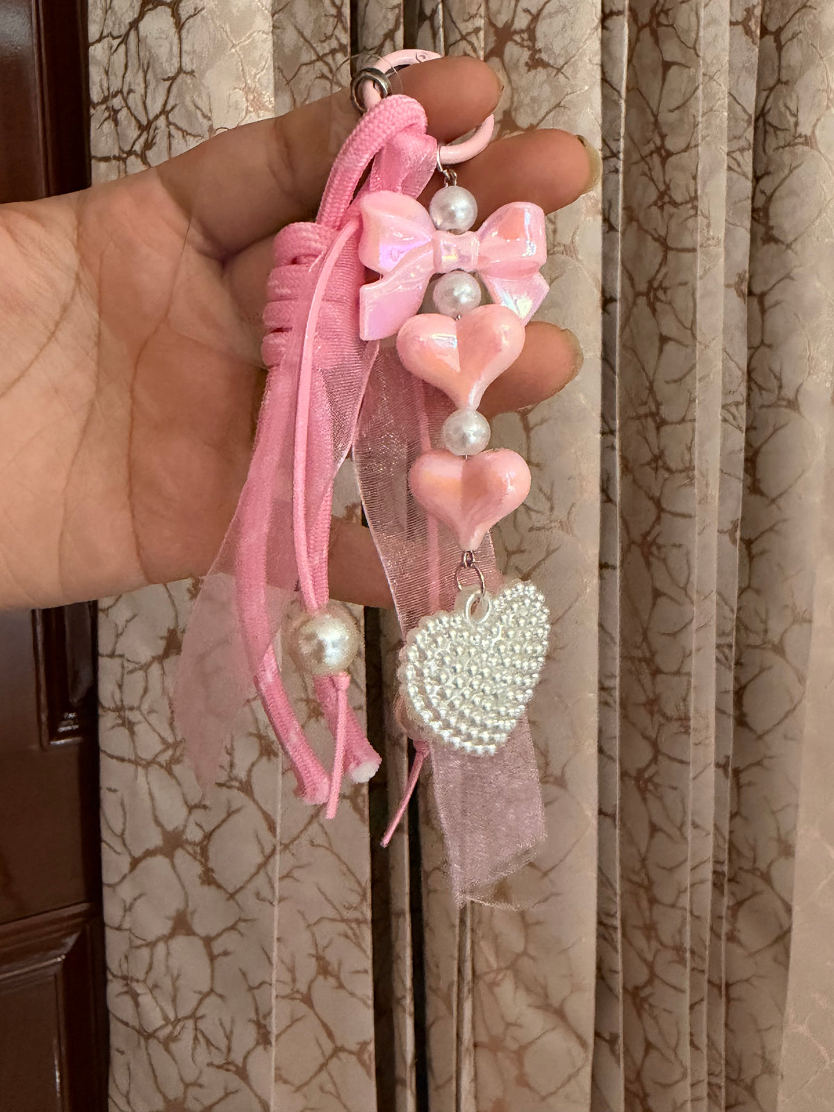 Blush and peal bag/phone charm