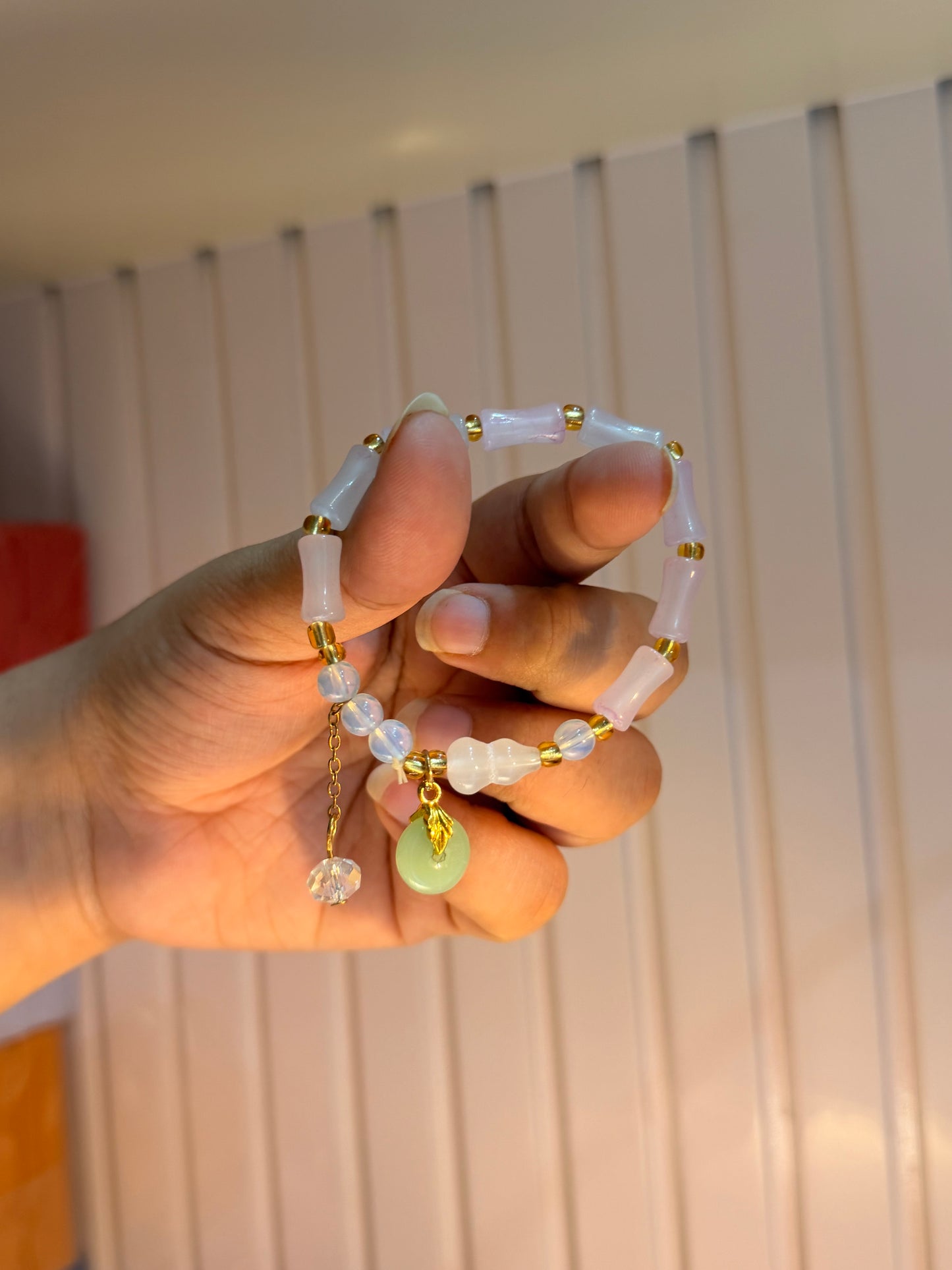 Pastel Bamboo Bead Charm Bracelet
