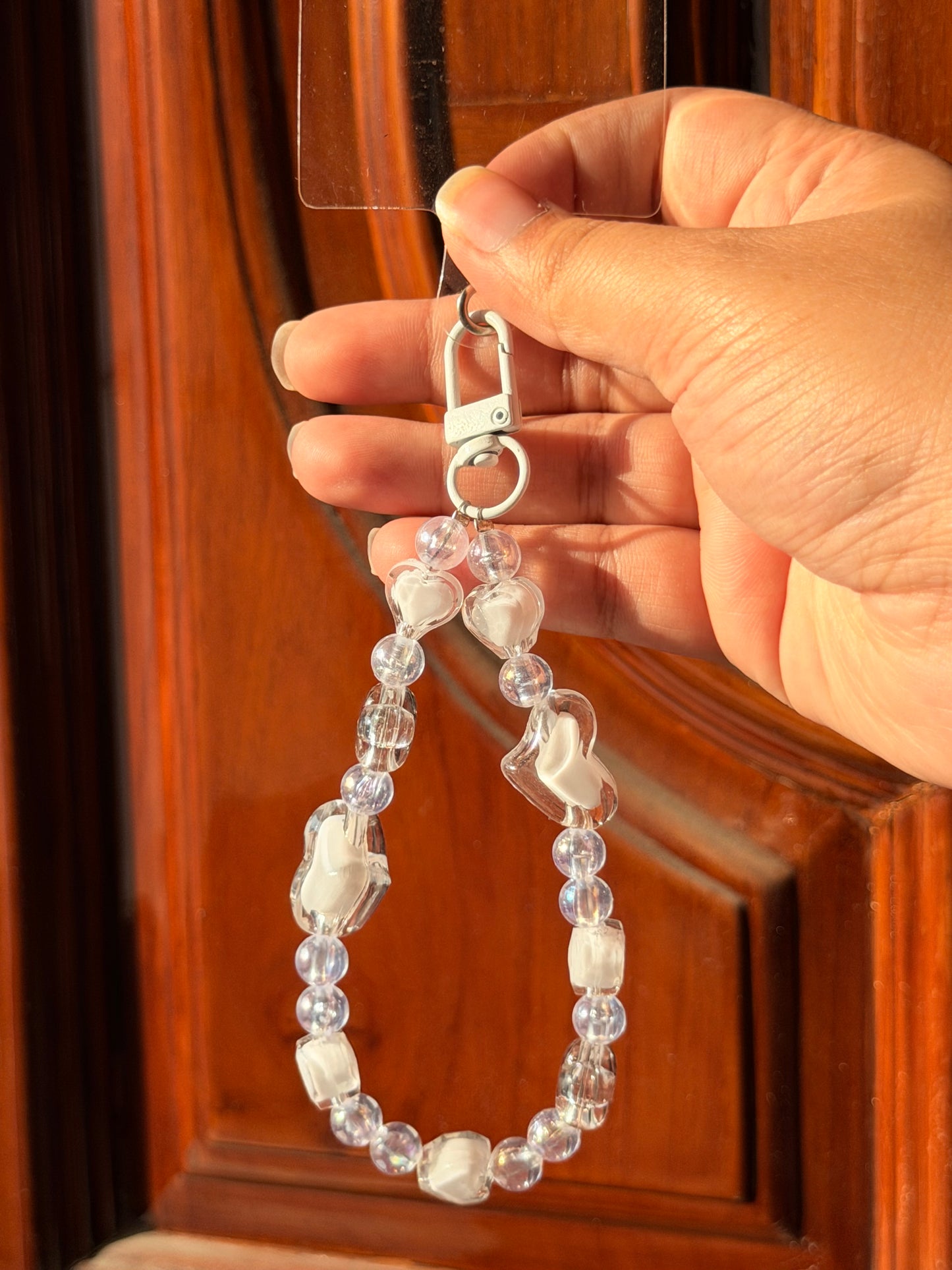 White heart phone/bag charm