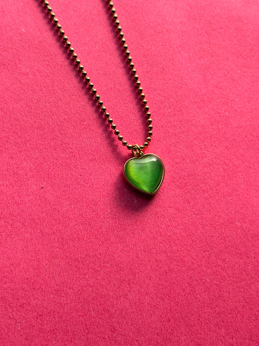 Emerald Glow Heart Necklace