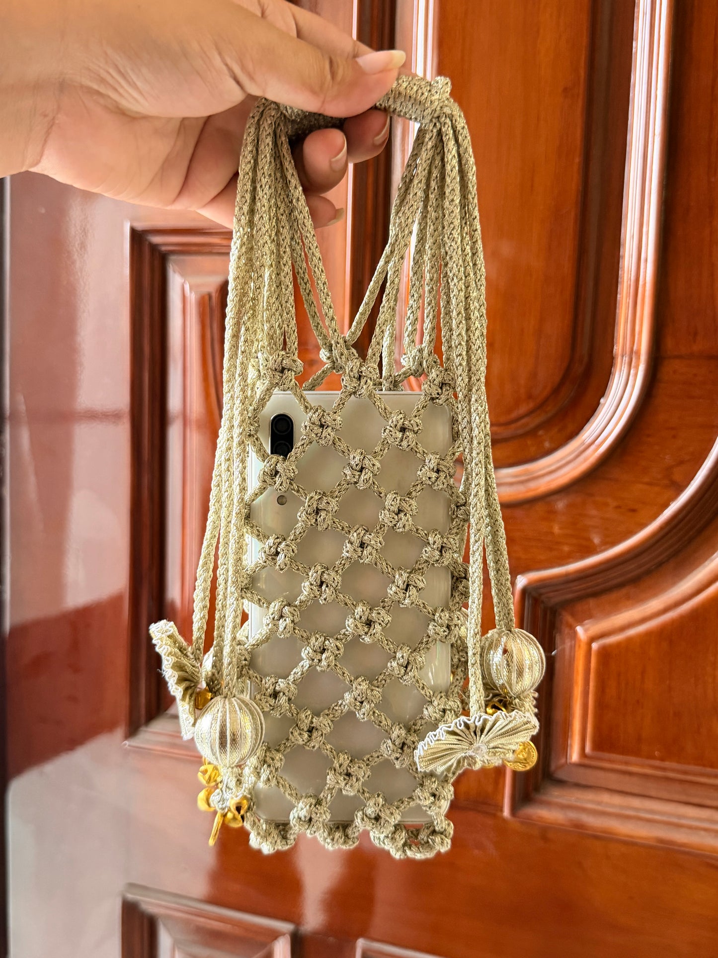 Royal Potli Phone Sling –     Champagne Gold