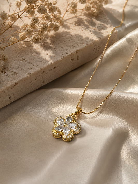 Golden Bloom Crystal Necklace