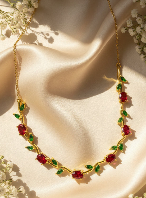 Tulip vine necklace (red)