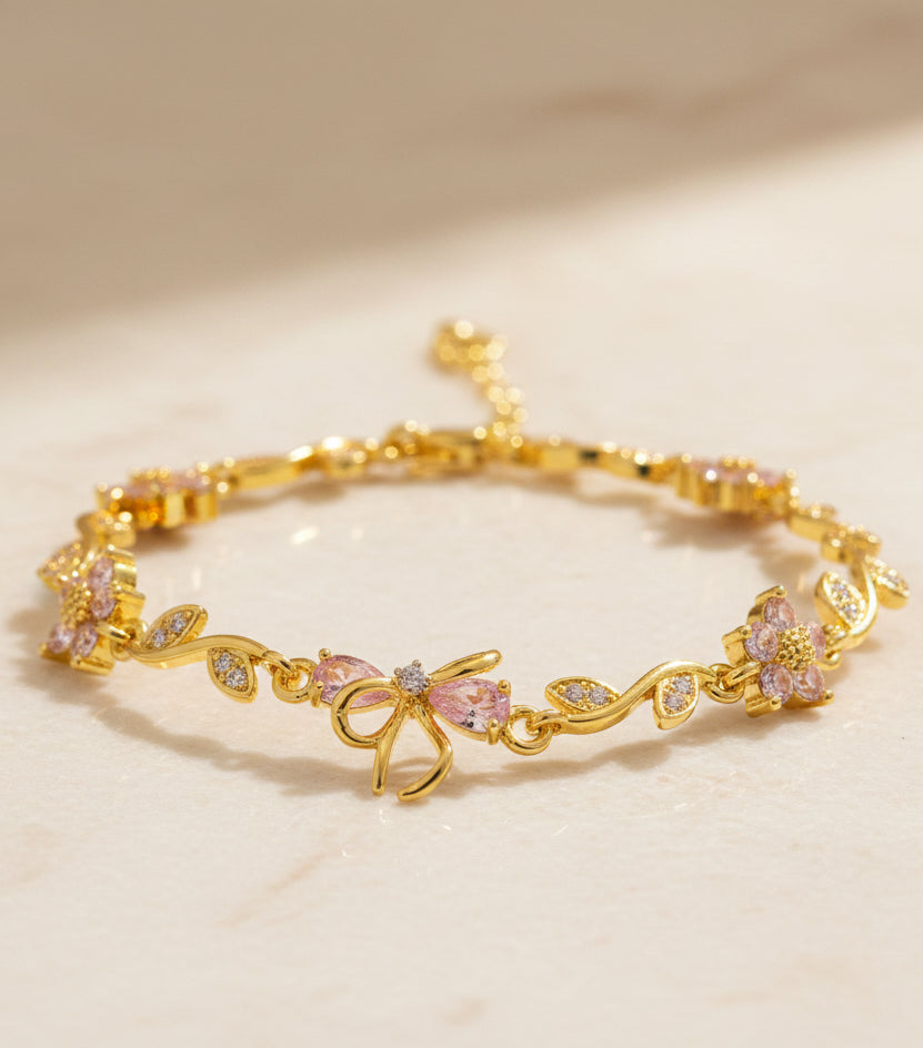 Blossom bow bracelet (pink)