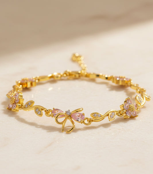 Blossom bow bracelet (pink)