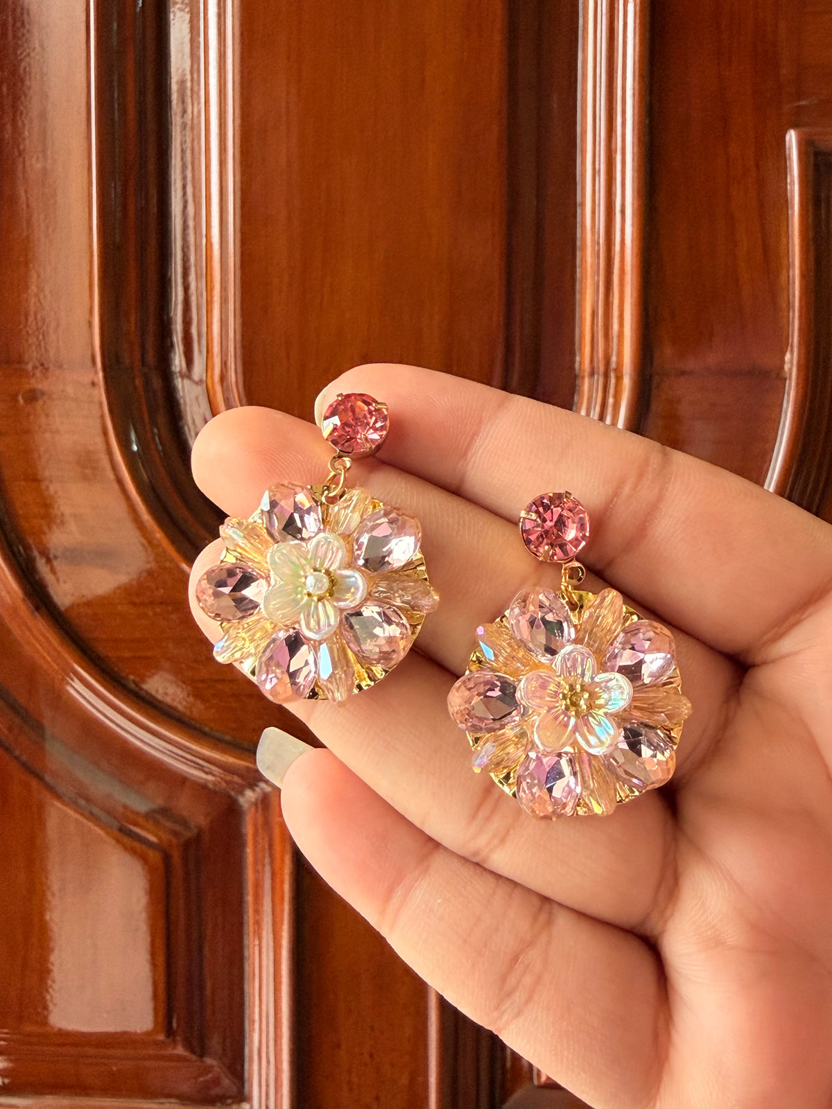Rosé Bloom Crystal Earrings