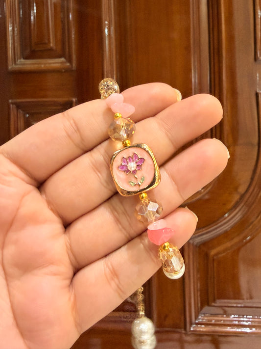 Rosy crystal adjustable bracelet (pink)