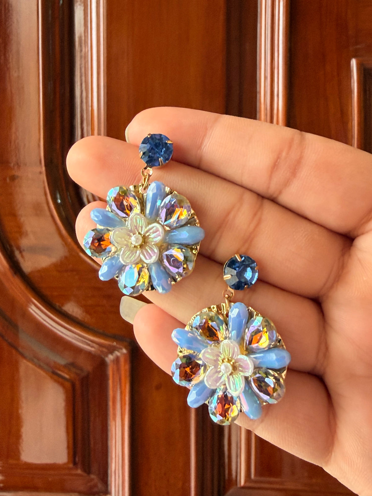Blue Bloom Crystal Earrings