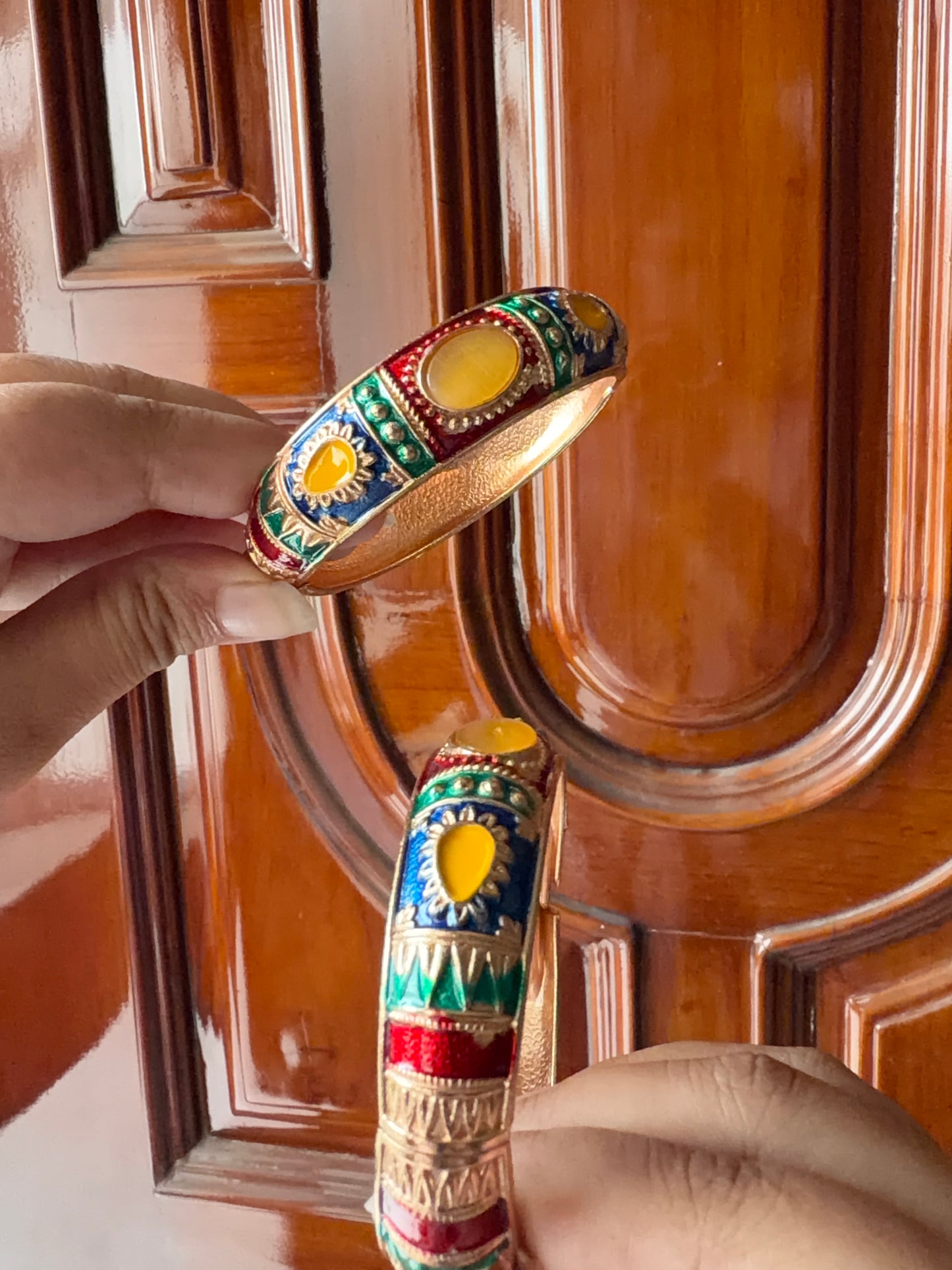 Multicolour meenakari kada set