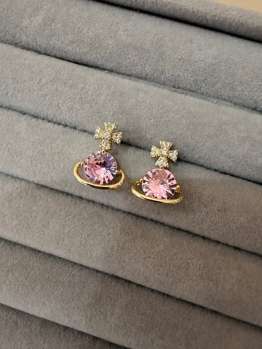 Pink Crystal Bloom Earrings