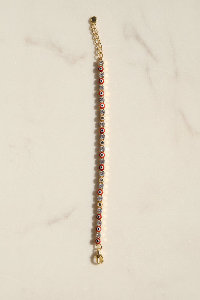 Evil eye tennis bracelet (red)