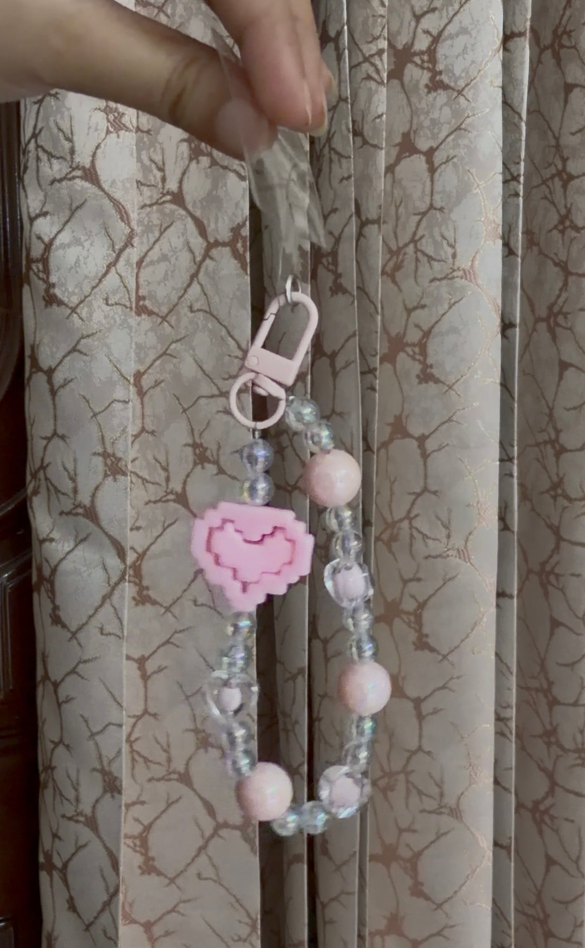 Puzzled blush heart phone/bag charm