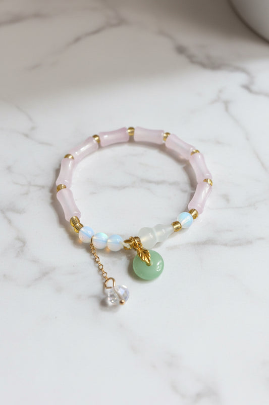 Pastel Bamboo Bead Charm Bracelet