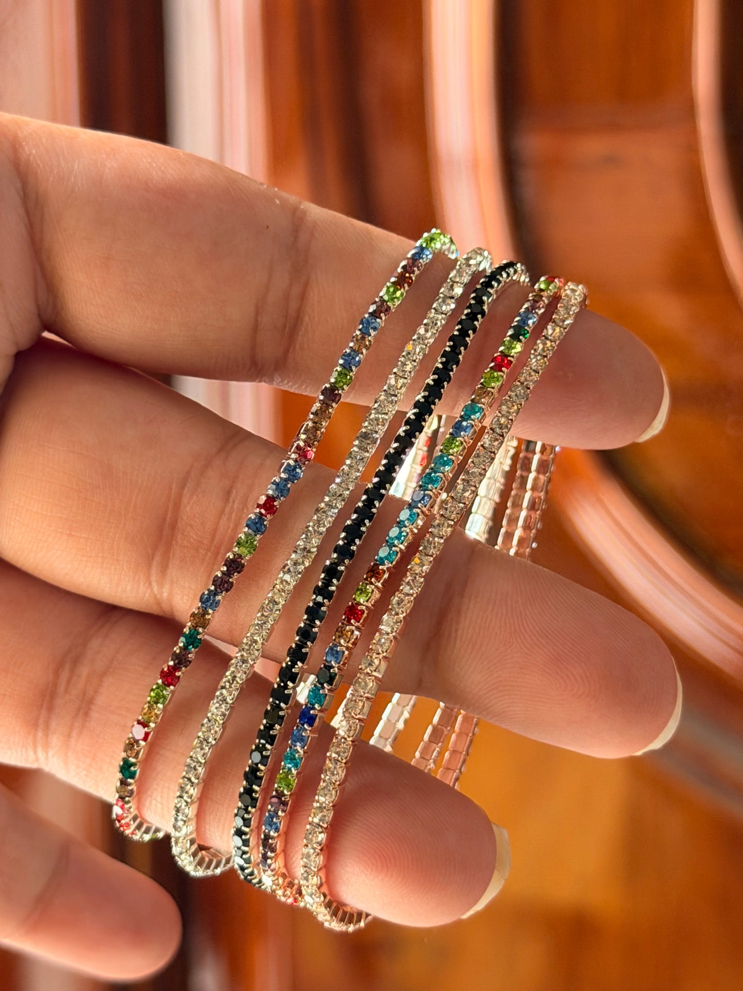 Crystal tennis bracelet stack(Set of 5)