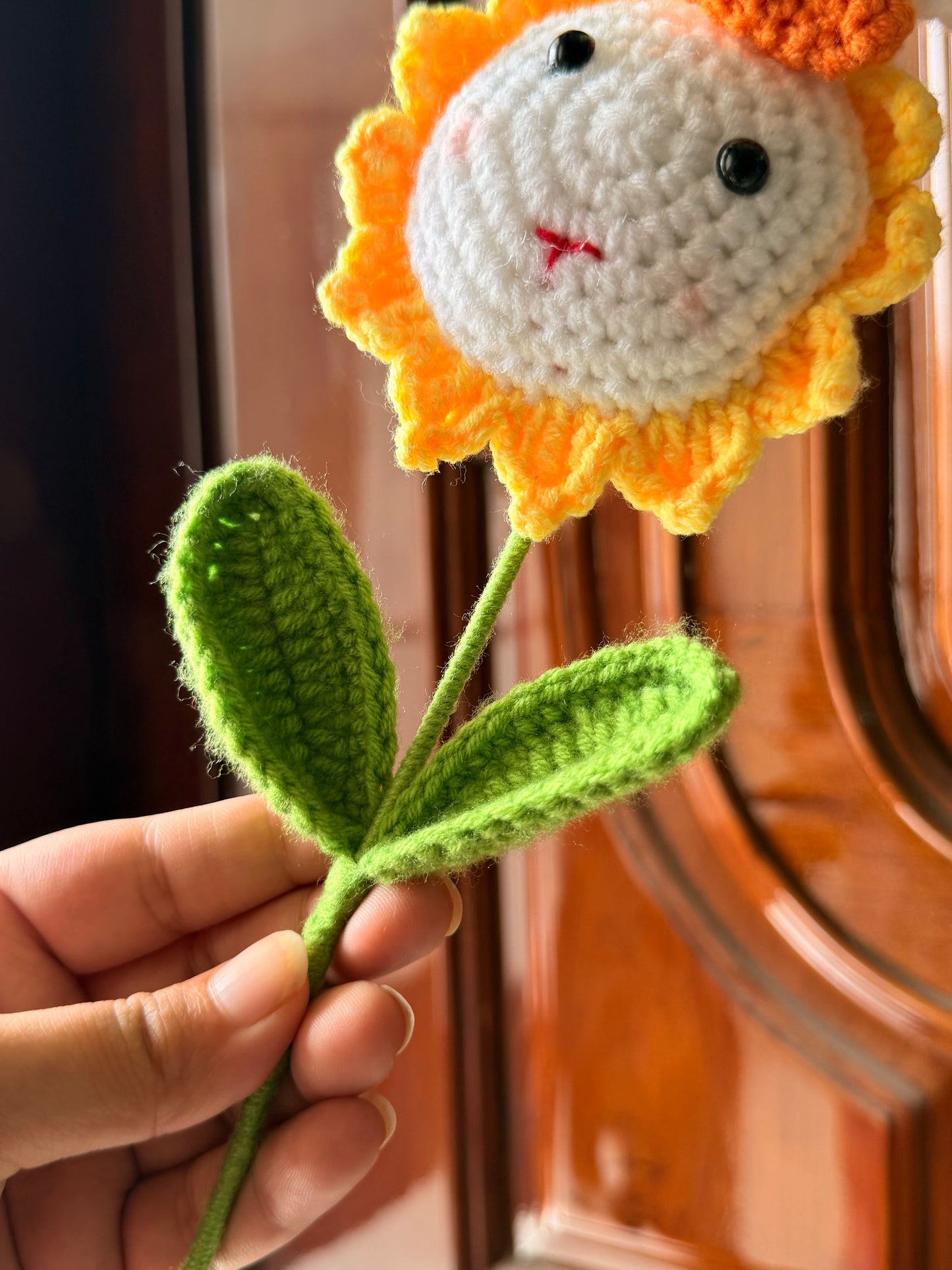 Sunflower crochet stick