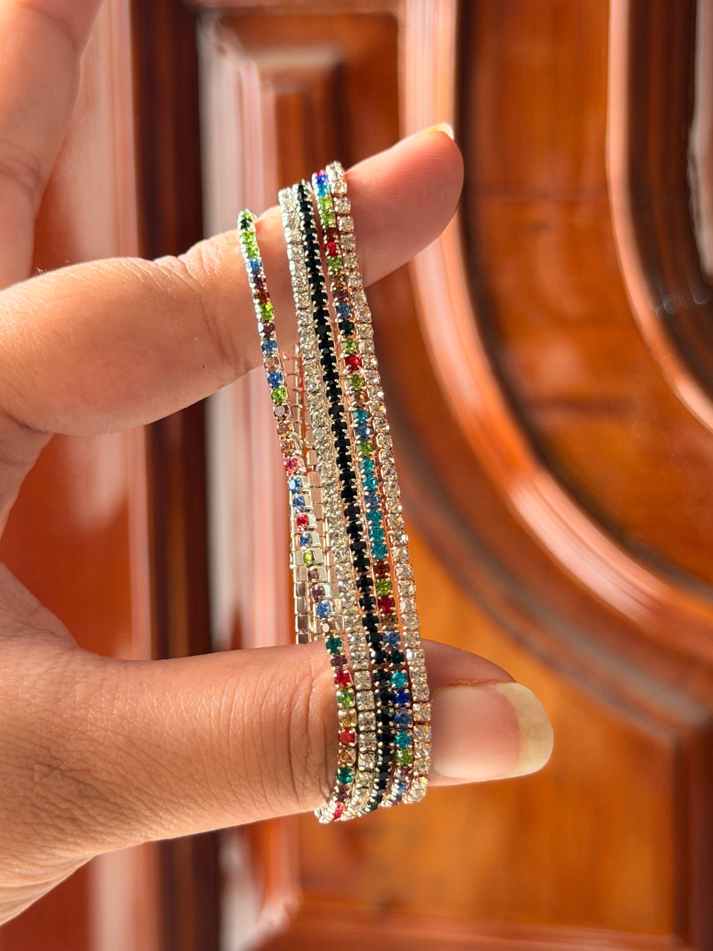 Crystal tennis bracelet stack(Set of 5)
