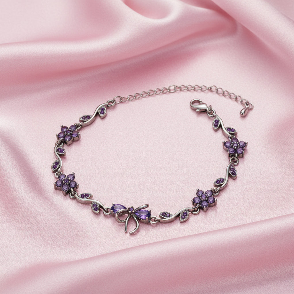 Blossom bow bracelet (purple)