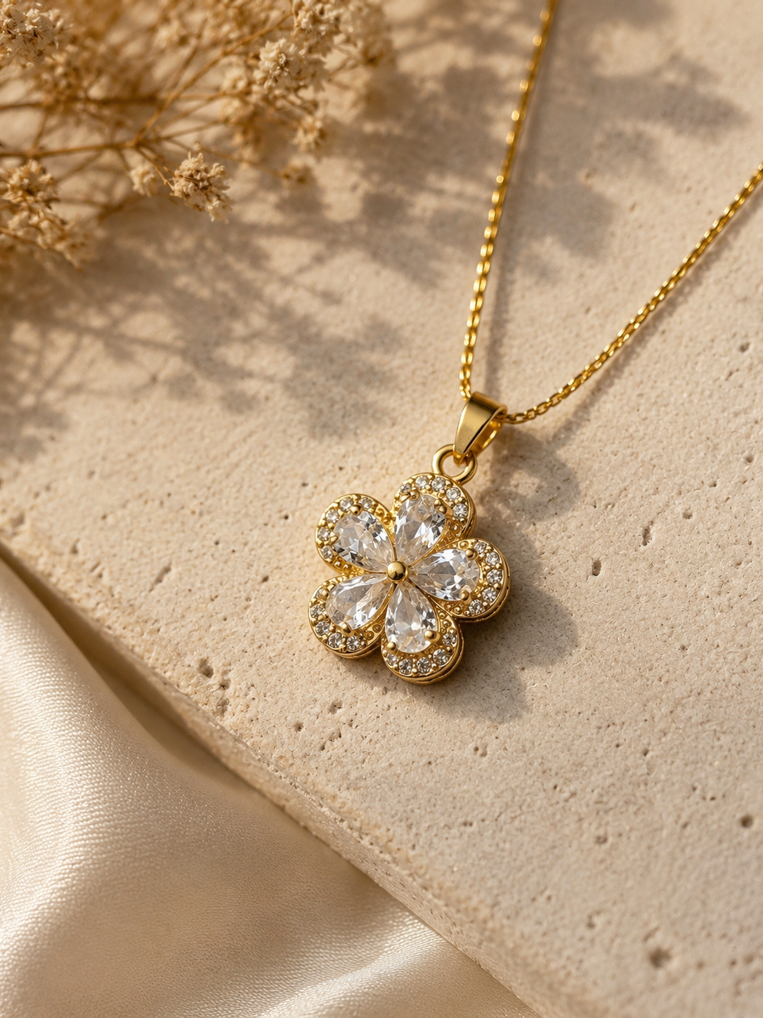 Golden Bloom Crystal Necklace
