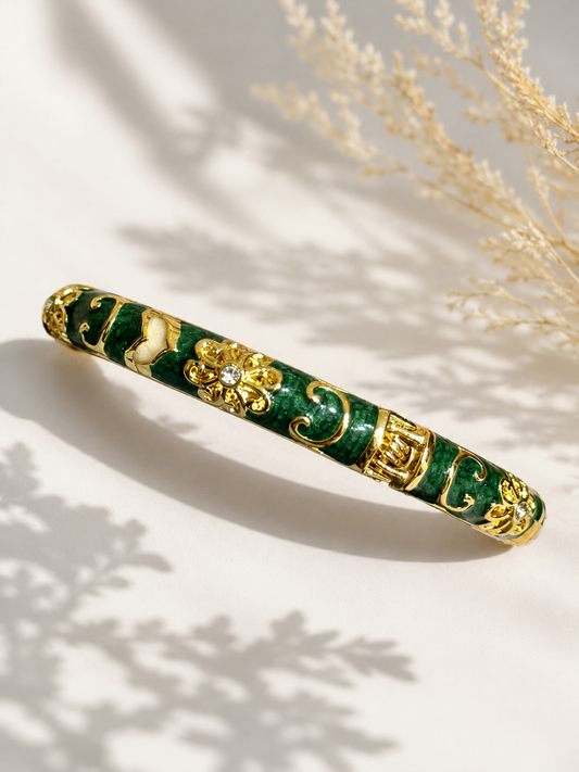 Emerald bloom heritage bangle