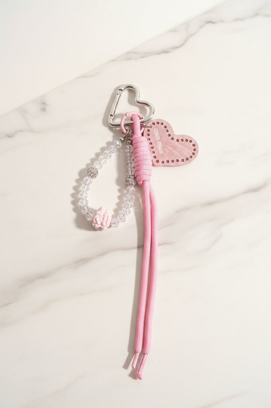 Blush Bloom Heart bag Charm