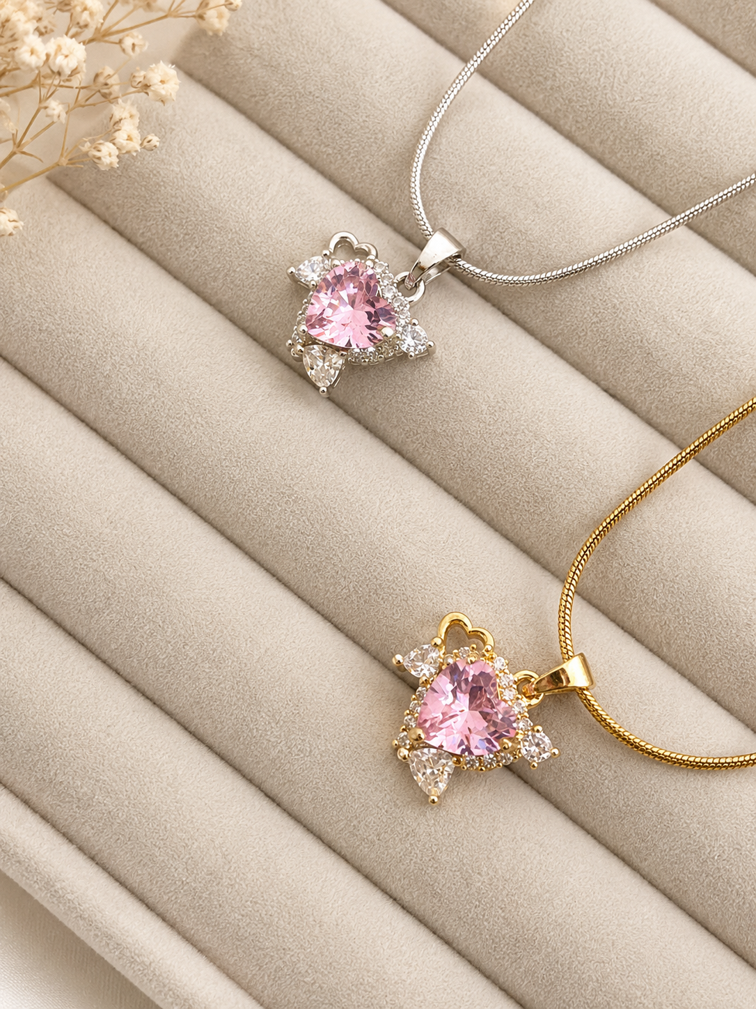 Blush Heart Sparkle Necklace