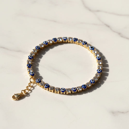 Evil eye tennis bracelet (blue)