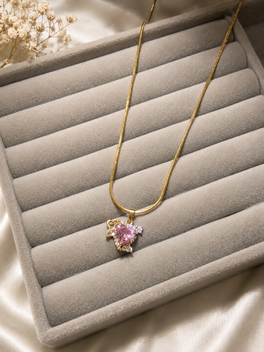 Blush Heart Sparkle Necklace
