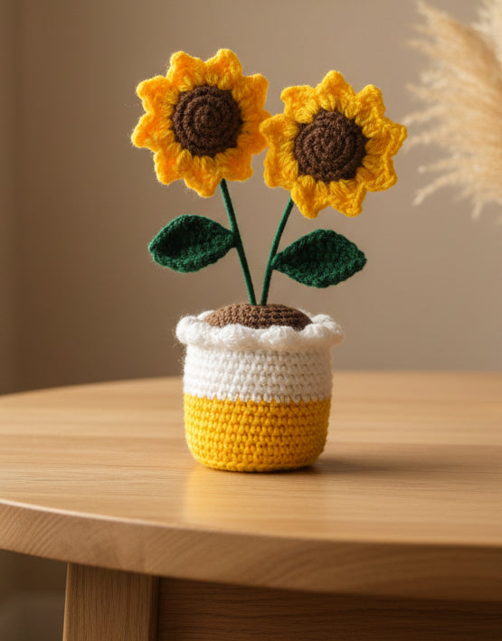 Sunbeam Bloom Crochet Pot