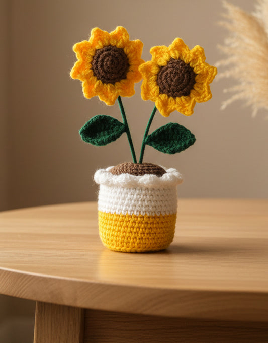 Sunbeam Bloom Crochet Pot