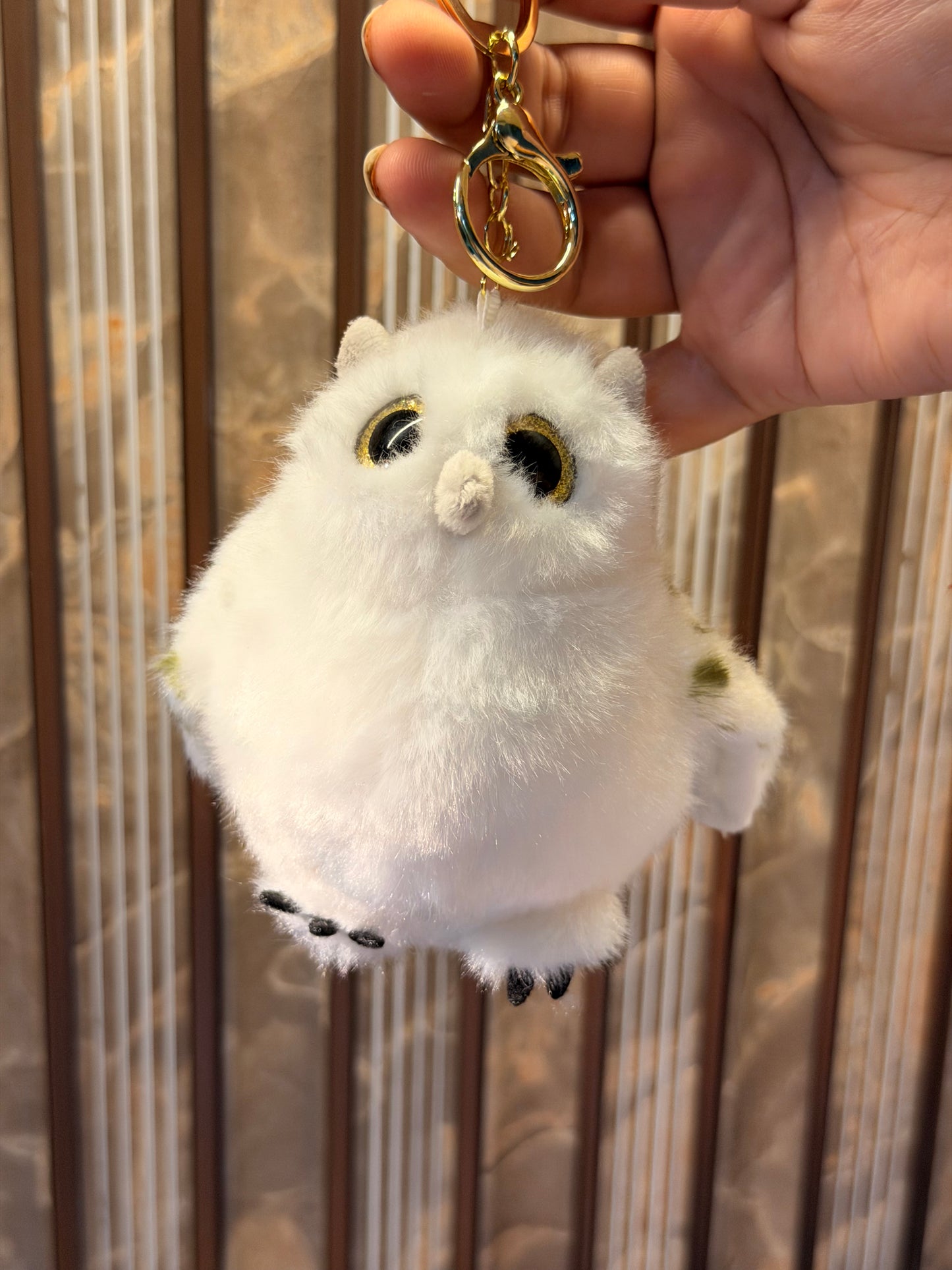 Snowy Wink Owl plushie charm