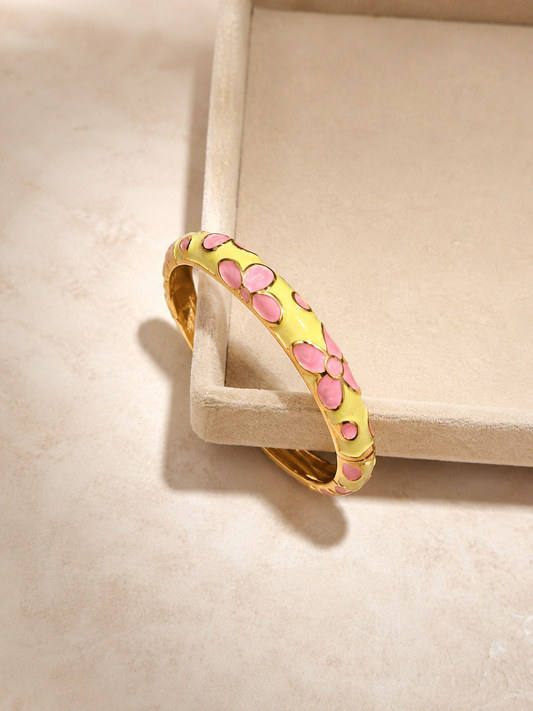 Pink blossom charm bangle